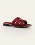 Marveta maroon flats with triple cushioned straps and gold ring – Essence by Rubina